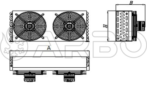 CONDENSATORE 2X450 4 RANGHI TUBO RIGATO CON MOTOVENTILATORE - 2451250C70RM