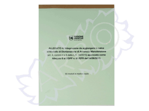 INTEGRAZIONE DICHIARAZIONE DI AVVENUTA MANUTENZIONE DAM BLOCCO 50 MOD. - MODDAMINTEGRAZIONE