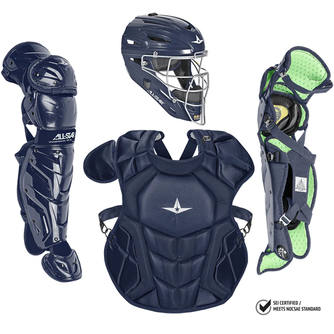 k.catcher.2  All-Star S7 Axis Elite (Ages 12-16) Solid Catcher's Kit NOCSAE