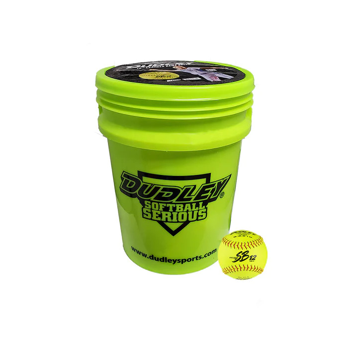 Lot De 12 Balles De Softball Dudley USSSA Official Fastpitch - Avec Seau, Cuir Jaune 12"