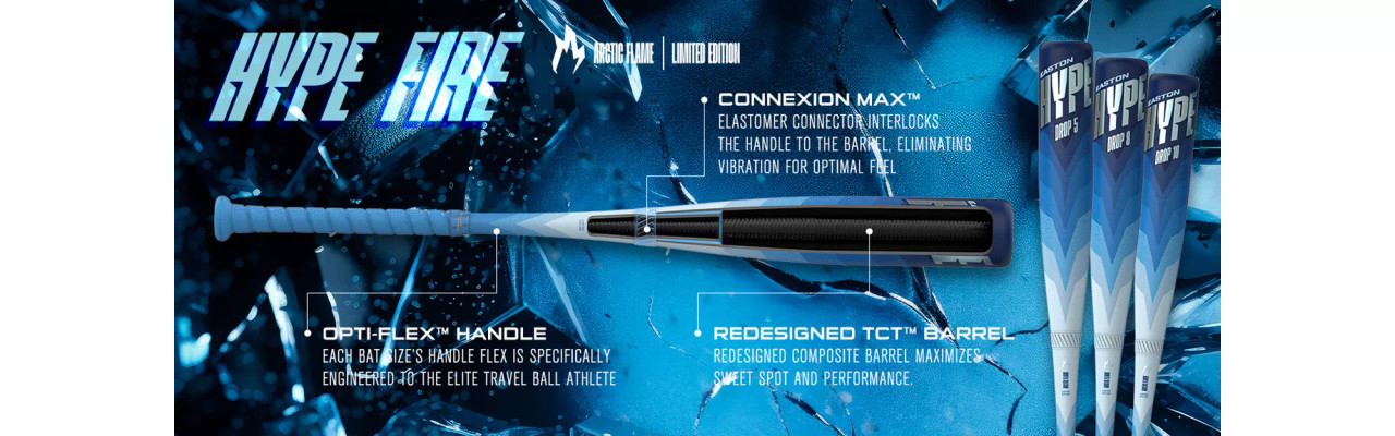 Batte De Baseball Easton Hype Fire Artic Flame - Édition Limitée 2025 - Drop 8 USSSA - 32/24