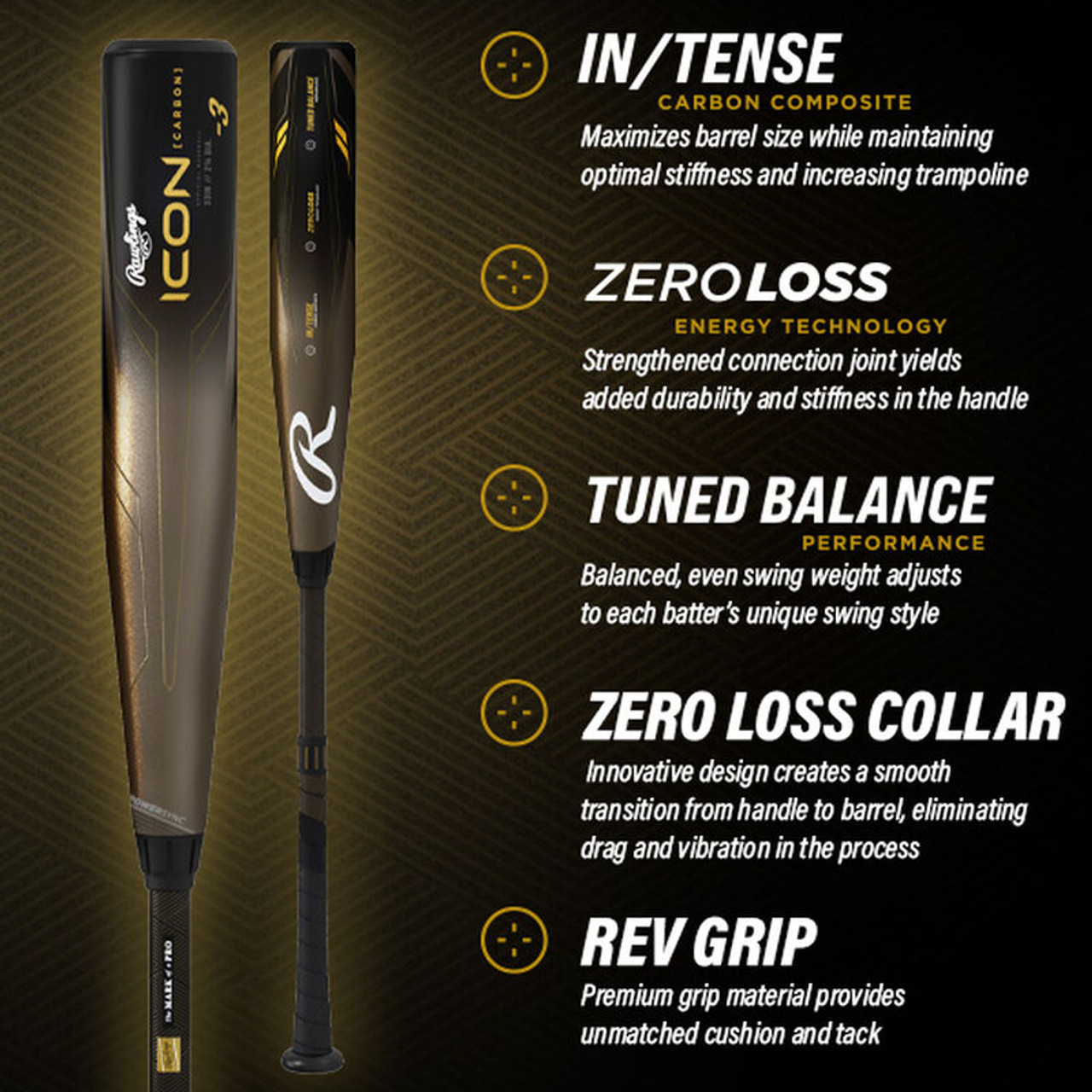 2023 Rawlings ICON Composite BBCOR Baseball Bat, -3 Drop, 2