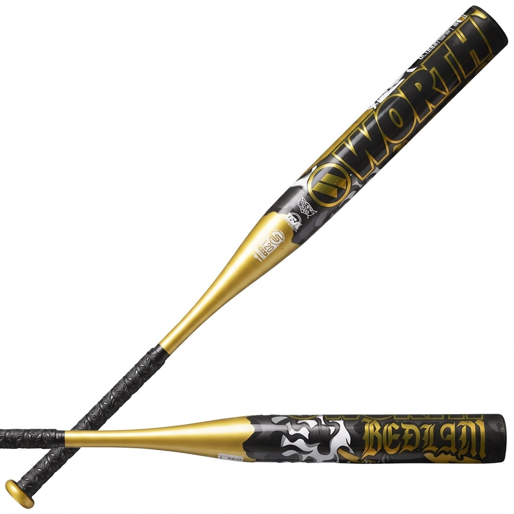 Worth BEDLAM GOLD XL Endloaded USSSA Slow Pitch Softball Bat, One