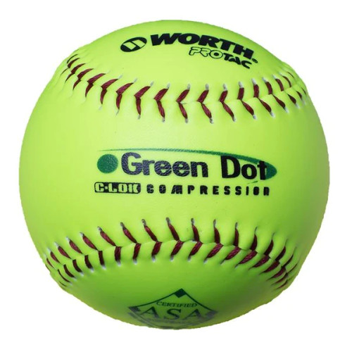 Worth GREEN DOT Synthetic USA ASA Slowpitch Softballs, 52/300, 11 inch, Dozen, AHD11SY