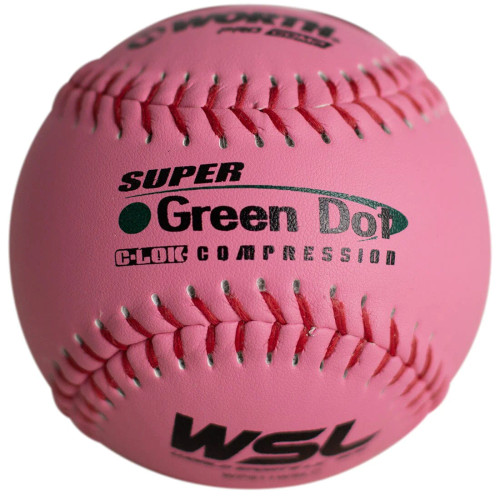 Worth Pink 11" WSL Super Green Dot 44/400 Slowpitch Softballs (Dozen), WPS11WSLC