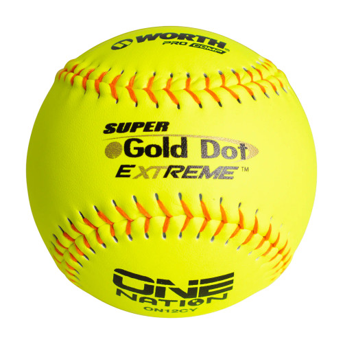 Worth 12" One Nation Super Gold Dot Extreme Slowpitch Softballs (One Dozen), ON12CY