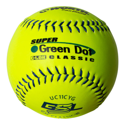 Worth 11" GSL Super Green Dot Classic W Composite Softballs (Dozen), UC11CYG