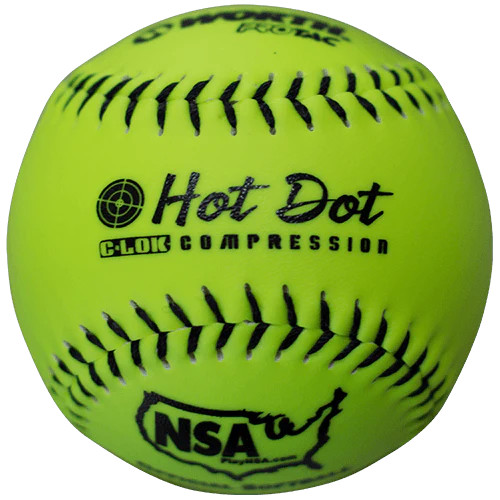 Worth 11" Hot Dot NSA Slowpitch Softballs 52/275 (Dozen), NO11SY