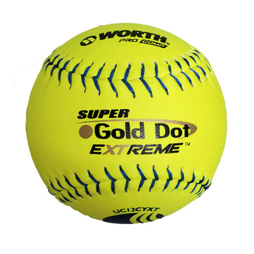Worth SUPER Gold Dot Extreme GSL Classic M Slowpitch Softballs, 40