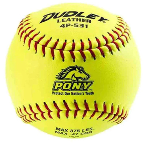 Dudley PONY Poly Core Leather Fastpitch Softballs, 47/375, 11 inch, Dozen, 4P531