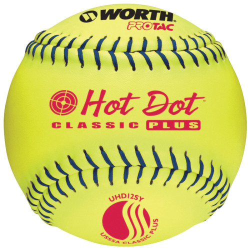 Worth Hot Dot Pro-Tac USSSA 12” Slowpitch Softball, One Dozen, UHD12SY