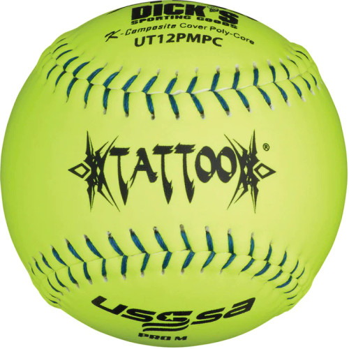 AD Starr TATTOO Composite USSSA Pro M Slowpitch Softballs, 44/375, 12 inch, Dozen, UT12PMPC