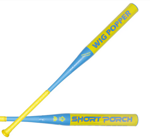 2025 Short Porch WIG POPPER w/ Spin Tech Blue/Yellow Balanced SSUSA Senior Slow Pitch Softball Bat, 12 in Barrel, 25SP-WP-ST-BAL-25
