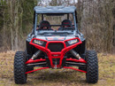Polaris RZR XP 1000 & XP 4 1000 Flip Down Windshield, Hard-Coated 1/4" Polycarbonate, No Drill - Polaris RZR 1000 Flip Down Windshield flipped down straight on view.
