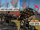 Polaris RZR XP Turbo & XP 4 Turbo Cargo Rack Alpha, Steel, Lifts on Gas Struts, Holds 35" Spare Tire