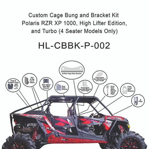 Custom Cage Bung and Bracket Kit Polaris RZR XP 1000, High Lifter Edition, and Turbo (4 Seater Models Only)