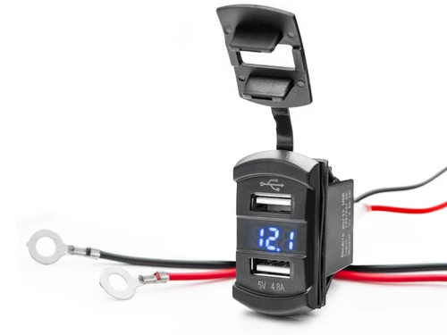 12 V UTV Voltmeter and Dual USB Charger