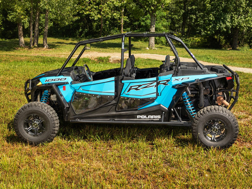 Polaris RZR XP 4 Turbo Tree Kickers, 1.75" Steel Tube Nerf Bars, Cross-Braced, Rear Wheel Protection