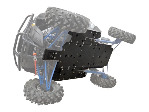 Polaris RZR XP Turbo Full Skid Plate, 1/2" ARMW, Front-to-Back Coverage, Flush Bolts, Drain Ports