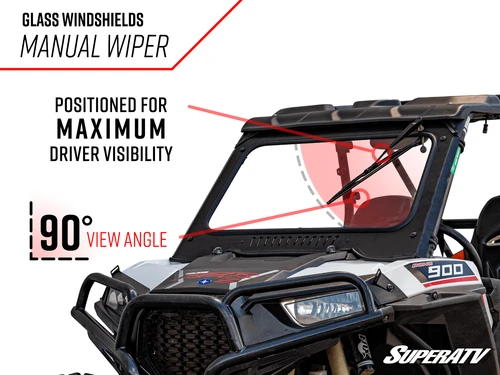 Polaris RZR XP Turbo & XP 4 Turbo DOT Glass Windshield with Wiper and Vent (2016-2021)