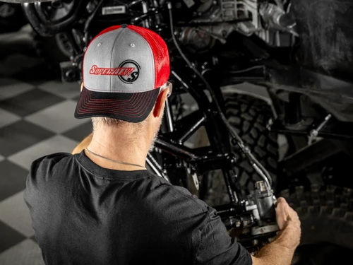 Logo Grey and Red Trucker Hat