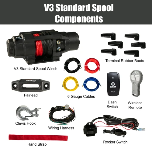Polaris RZR 900 / 1000 / XP 1000 / Trail Viper V3 4,500 lb Winch Kit with Mount Plate & Wireless Remote