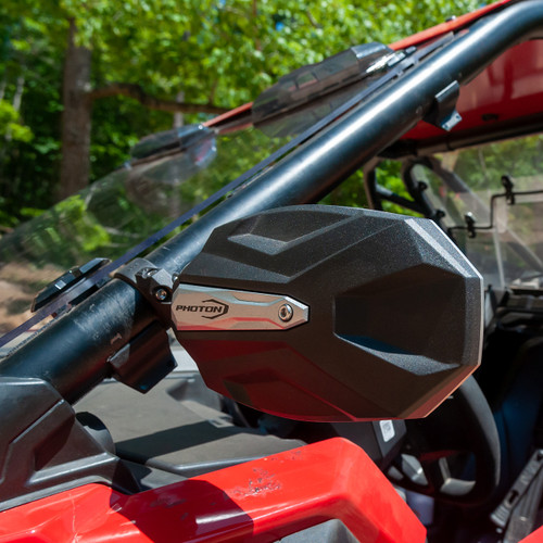 Polaris RZR Photon Series Side View Mirrors with Cast Aluminum Body & Bezel - 1.75" Round Tube Mount