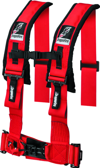 Dragon Fire Racing 3"4 Point H Style Race Harness - Red