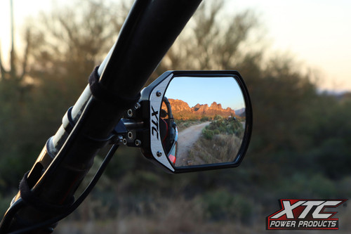 SIX12 Billet UTV Side Rear View Mirrors with Rigid Industries  LED Lights with Amber Backlit Turn Signal Lights