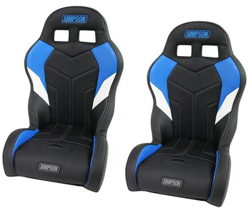 Simpson Racing Polaris RZR 200 Aggressor Off-Road Suspension Seats - Black / Light Blue / White (Pair)