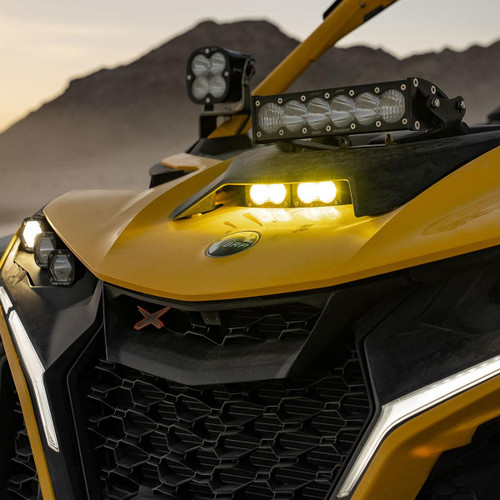 Can-Am Maverick R Baja Designs Dual S2 Pro LED Light Bar Hood Kit - Baja Amber Lense