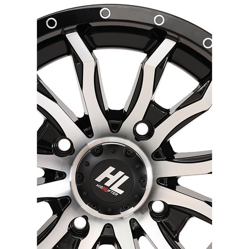 24x7 4/137 4+3 (+10mm) High Lifter HL21 UTV Wheel - Gloss Blk-Mach