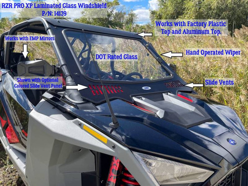 2023 Polaris RZR Turbo R Glass Windshield - 2023 RZR Turbo R 2 & 4 Seat Laminated Safety Glass Front Windshield