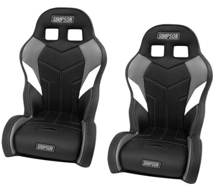 Simpson Racing Polaris RZR 200 Aggressor Off-Road Suspension Seats - Black / Gray / White (Pair)