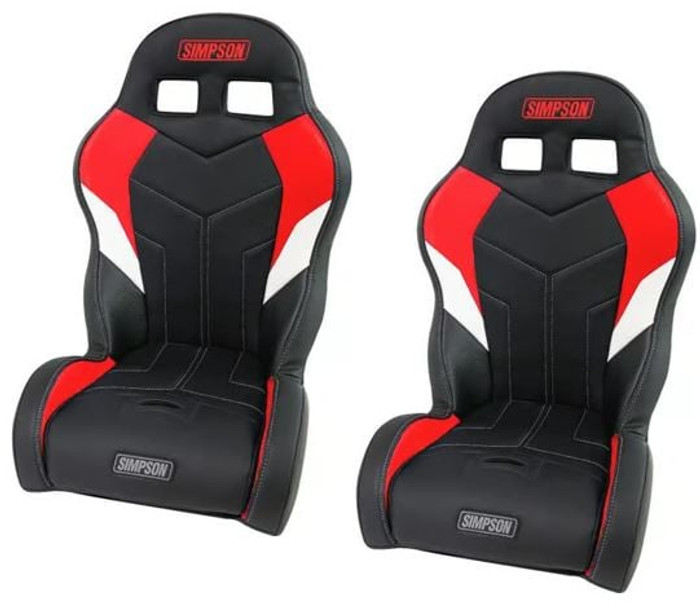 Simpson Racing Polaris RZR 200 Aggressor Off-Road Suspension Seats - Black / Red / White (Pair)