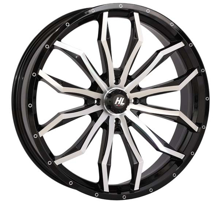 24x7 4/137 4+3 (+10mm) High Lifter HL21 UTV Wheel - Gloss Blk-Mach