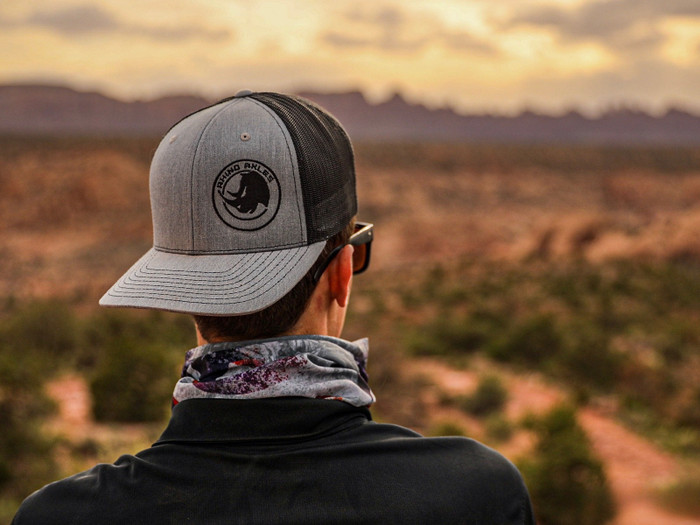Gray and Black Rhino Axles Trucker Hat