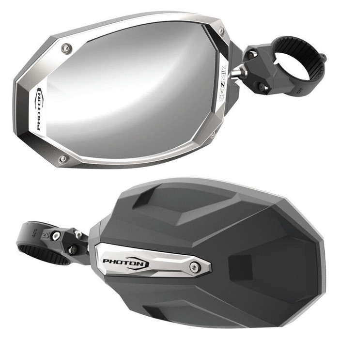 Kawasaki Mule Pro Photon Series Side View Mirror with Cast Aluminum Body & Bezel (Pair)