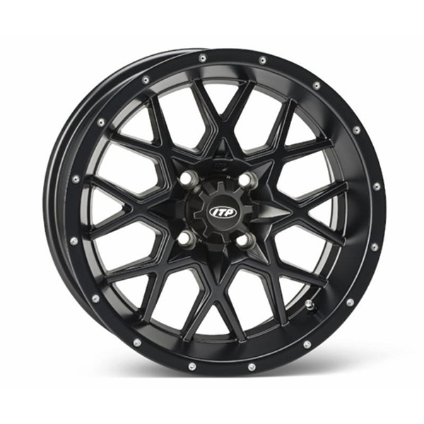 12x7, 4/137, 5+2, ITP Hurricane Wheel, F/R, Matte Black