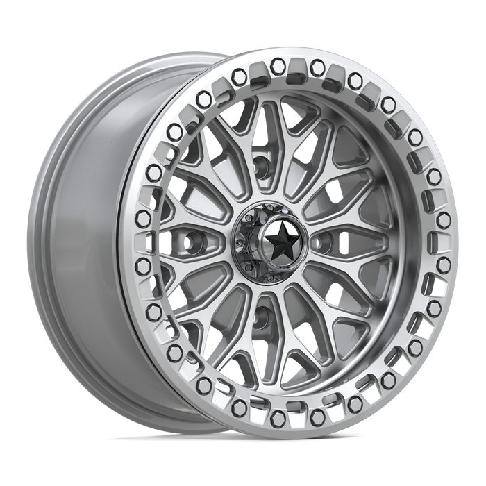MSA BOLO Beadlock UTV Wheel - Gloss Silver w/ Machined Face
