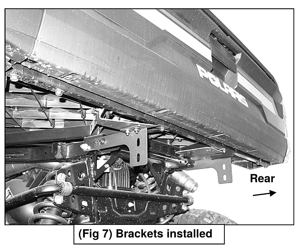 Both mounting brackets installed and ready for the bumper