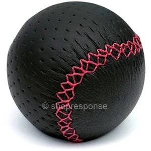 RAZO RA128RE Red Stitched Black Leather Shift Knob - 240g