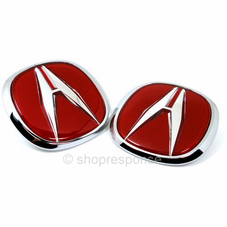 OEM Honda 97-01 Acura Integra Type R Front & Rear Red A Emblems (75700-ST7-R00 / 75701-ST7-R00)