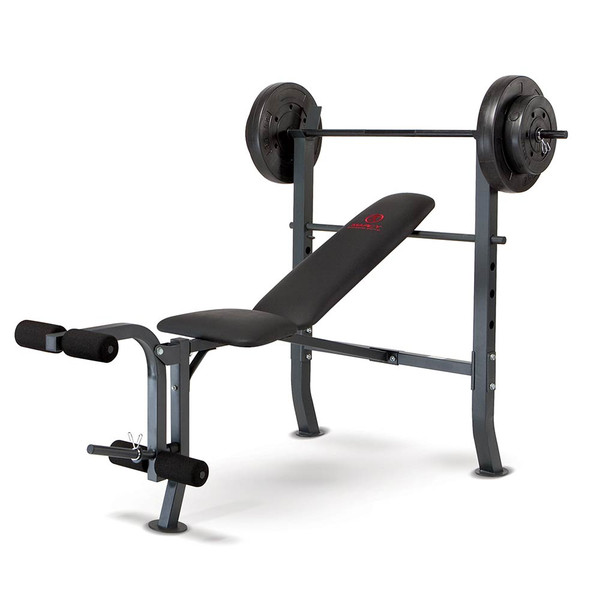 The Marcy Weight Bench 80lb Weight Set MD-2080 by Marcy brings the whole gym home in one purchase