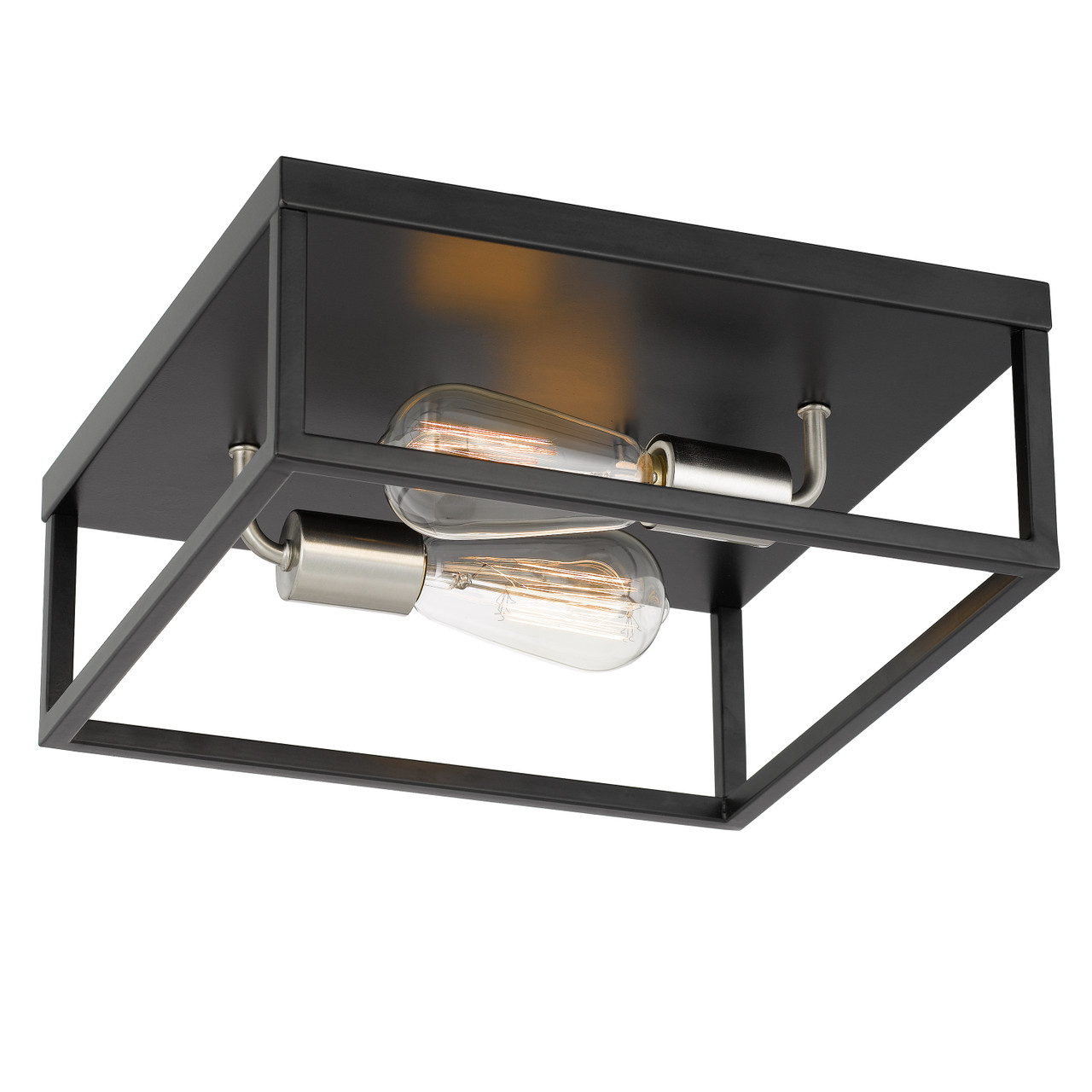 Concord 2-Light Black Frame with Brushed Nickel Socket Flush Mount 12.75“  x12.75”x 5“