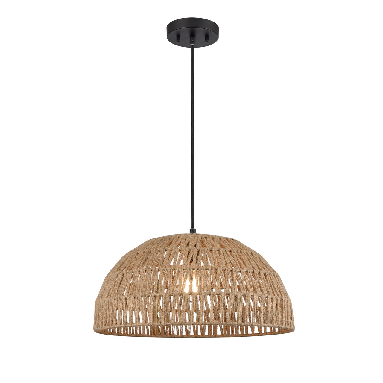 Lac Du Bonnet 17.75 Inch Pendant Black and Tan Yarn Finish - Kingdom  Lighting USA