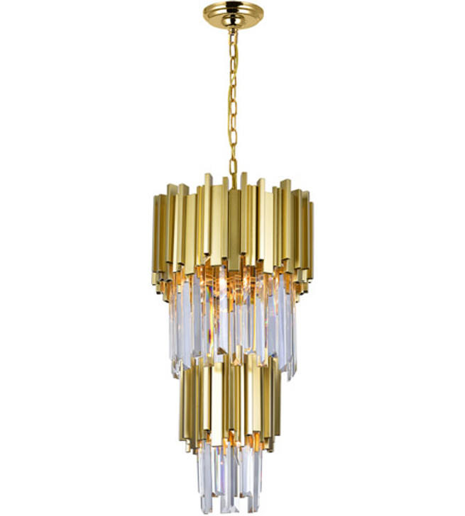 4 Light Down Mini Chandelier with Medallion Gold Finish