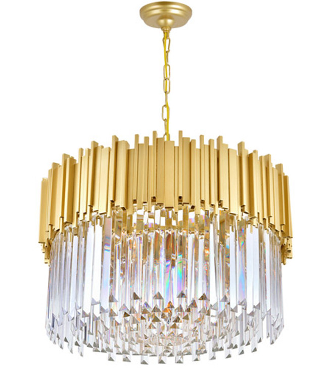 7 Light Down Chandelier with Medallion Gold Finish 1112P24-7-169