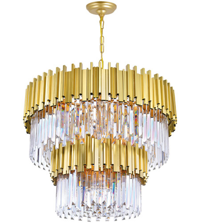 12 Light Down Chandelier with Medallion Gold Finish