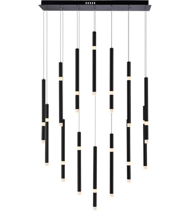 14 Light LED Chandelier with Black finish